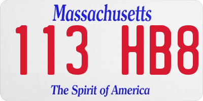 MA license plate 113HB8