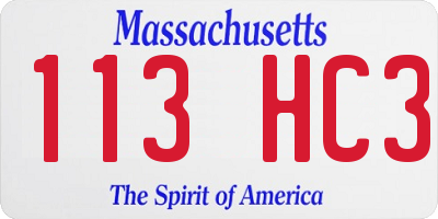 MA license plate 113HC3