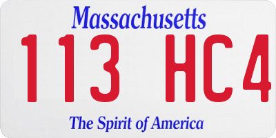 MA license plate 113HC4