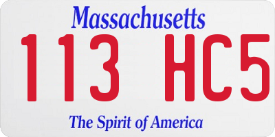 MA license plate 113HC5
