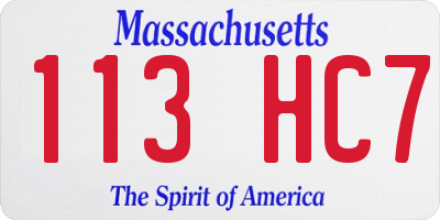 MA license plate 113HC7