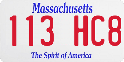 MA license plate 113HC8
