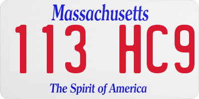 MA license plate 113HC9