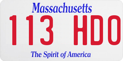 MA license plate 113HD0