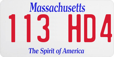 MA license plate 113HD4