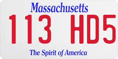 MA license plate 113HD5