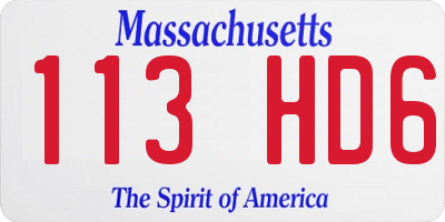 MA license plate 113HD6