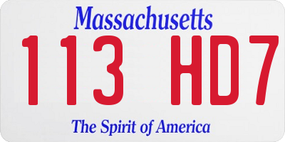 MA license plate 113HD7