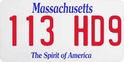 MA license plate 113HD9