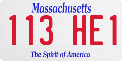 MA license plate 113HE1