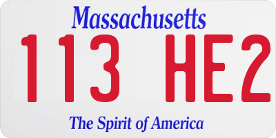 MA license plate 113HE2