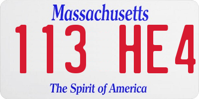 MA license plate 113HE4