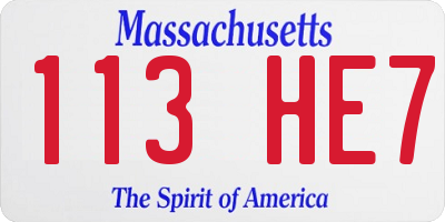 MA license plate 113HE7