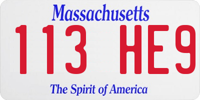 MA license plate 113HE9