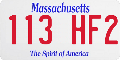 MA license plate 113HF2