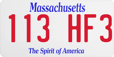 MA license plate 113HF3