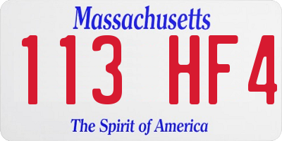 MA license plate 113HF4