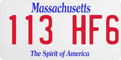 MA license plate 113HF6
