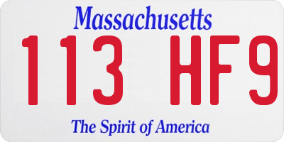 MA license plate 113HF9