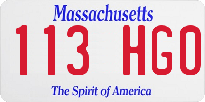 MA license plate 113HG0