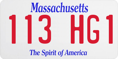 MA license plate 113HG1