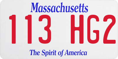 MA license plate 113HG2
