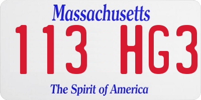 MA license plate 113HG3