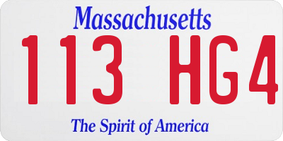 MA license plate 113HG4