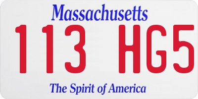 MA license plate 113HG5