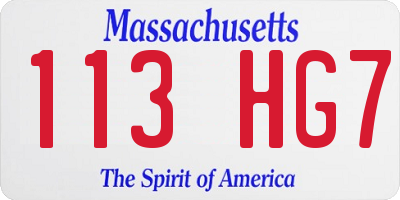 MA license plate 113HG7