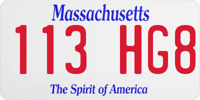 MA license plate 113HG8