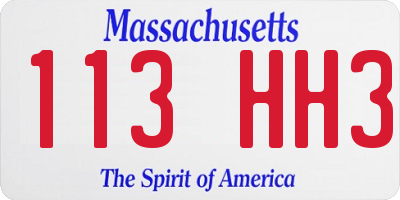 MA license plate 113HH3