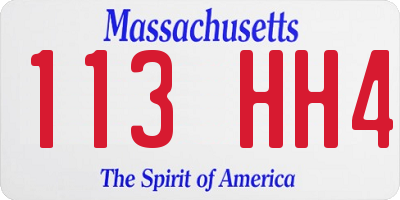 MA license plate 113HH4