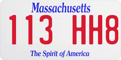 MA license plate 113HH8
