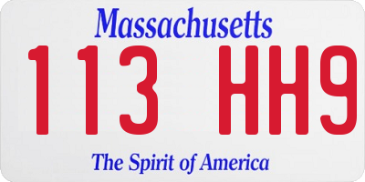 MA license plate 113HH9