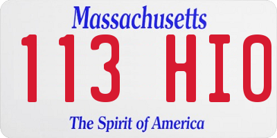 MA license plate 113HI0