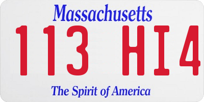 MA license plate 113HI4