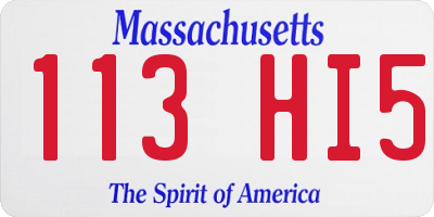 MA license plate 113HI5