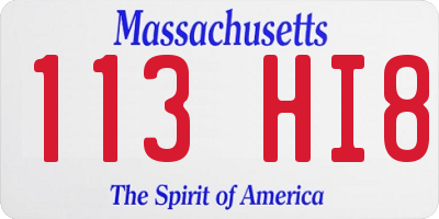 MA license plate 113HI8
