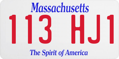 MA license plate 113HJ1