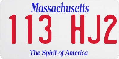 MA license plate 113HJ2