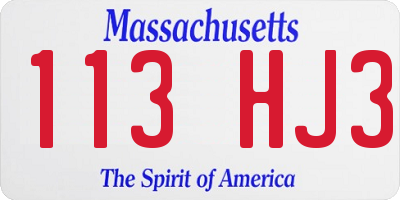 MA license plate 113HJ3