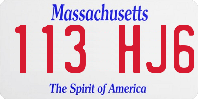 MA license plate 113HJ6