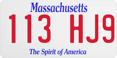 MA license plate 113HJ9