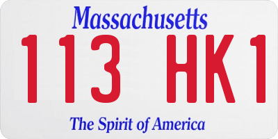 MA license plate 113HK1