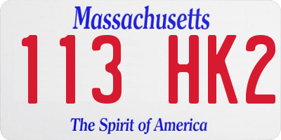 MA license plate 113HK2
