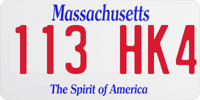 MA license plate 113HK4