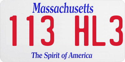 MA license plate 113HL3