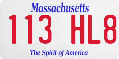 MA license plate 113HL8