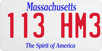 MA license plate 113HM3